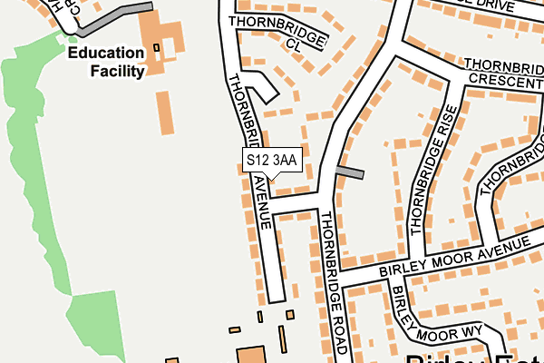 S12 3AA map - OS OpenMap – Local (Ordnance Survey)