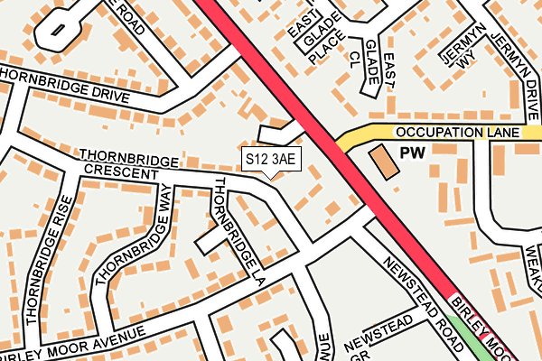 S12 3AE map - OS OpenMap – Local (Ordnance Survey)