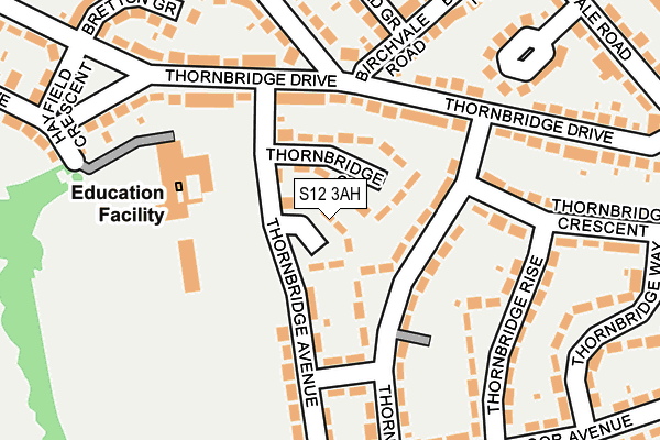 S12 3AH map - OS OpenMap – Local (Ordnance Survey)