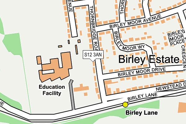 S12 3AN map - OS OpenMap – Local (Ordnance Survey)