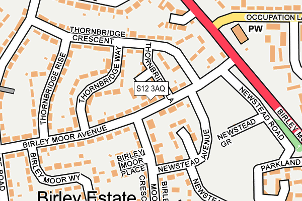 S12 3AQ map - OS OpenMap – Local (Ordnance Survey)