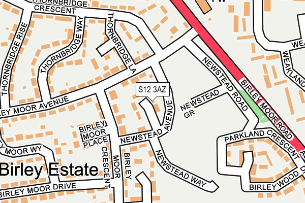 S12 3AZ map - OS OpenMap – Local (Ordnance Survey)