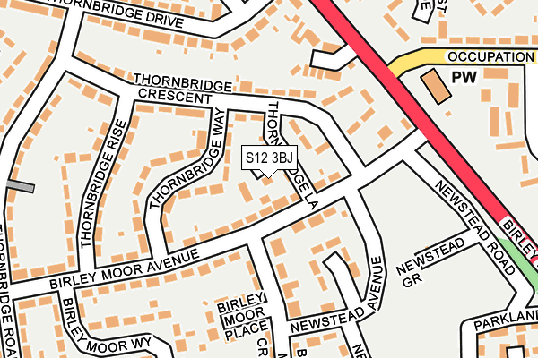 S12 3BJ map - OS OpenMap – Local (Ordnance Survey)