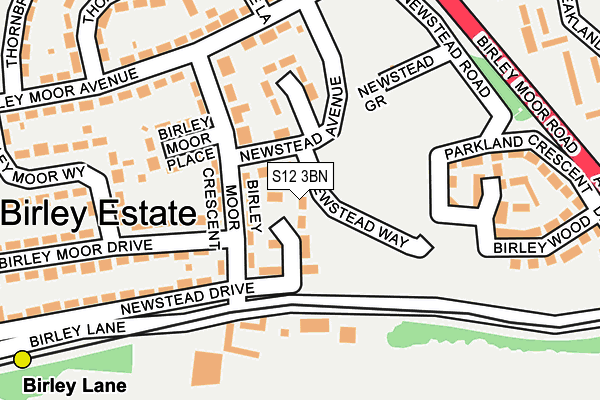 S12 3BN map - OS OpenMap – Local (Ordnance Survey)