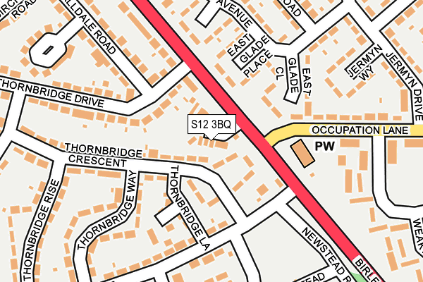 S12 3BQ map - OS OpenMap – Local (Ordnance Survey)