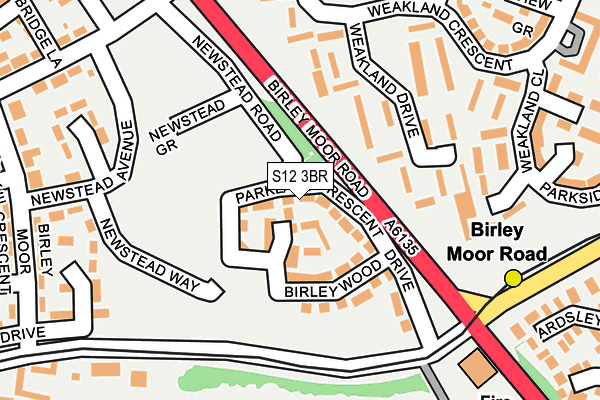 S12 3BR map - OS OpenMap – Local (Ordnance Survey)