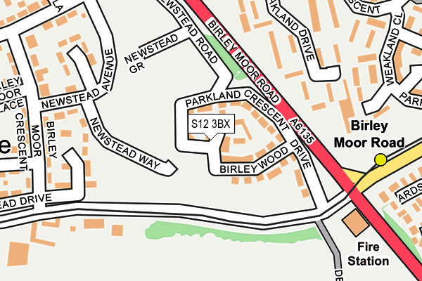 S12 3BX map - OS OpenMap – Local (Ordnance Survey)
