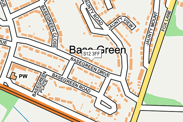 S12 3FF map - OS OpenMap – Local (Ordnance Survey)