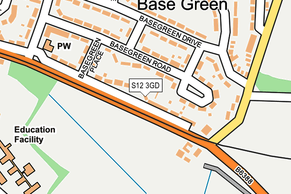 S12 3GD map - OS OpenMap – Local (Ordnance Survey)