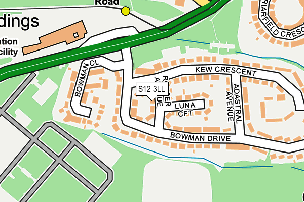 S12 3LL map - OS OpenMap – Local (Ordnance Survey)