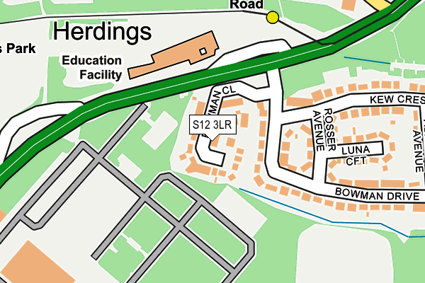 S12 3LR map - OS OpenMap – Local (Ordnance Survey)