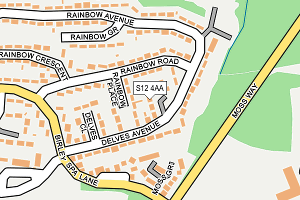 S12 4AA map - OS OpenMap – Local (Ordnance Survey)