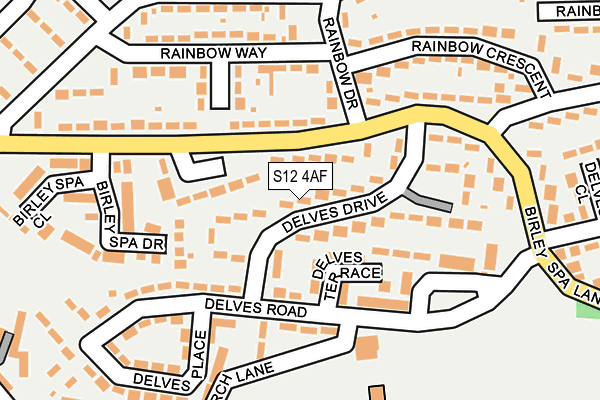 S12 4AF map - OS OpenMap – Local (Ordnance Survey)