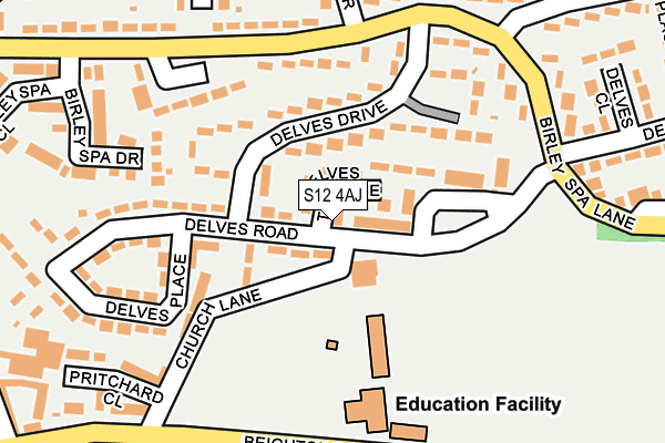 S12 4AJ map - OS OpenMap – Local (Ordnance Survey)