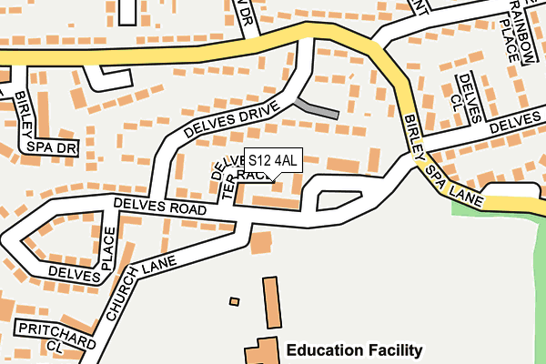 S12 4AL map - OS OpenMap – Local (Ordnance Survey)