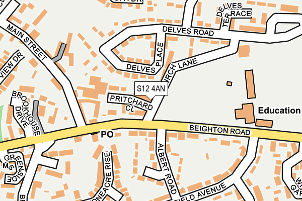 S12 4AN map - OS OpenMap – Local (Ordnance Survey)