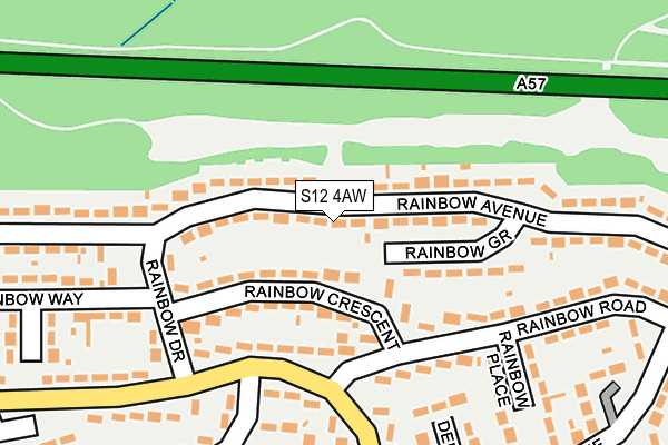 S12 4AW map - OS OpenMap – Local (Ordnance Survey)