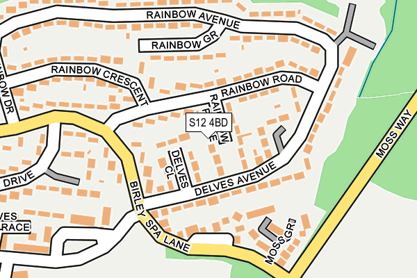 S12 4BD map - OS OpenMap – Local (Ordnance Survey)