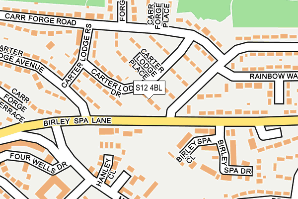 S12 4BL map - OS OpenMap – Local (Ordnance Survey)