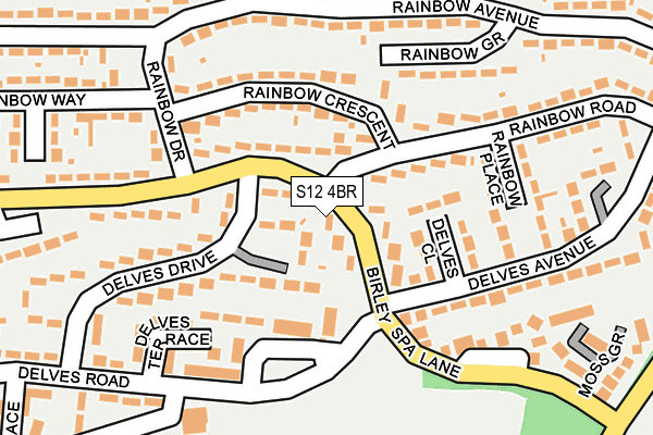 S12 4BR map - OS OpenMap – Local (Ordnance Survey)