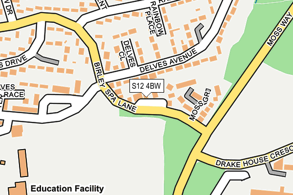 S12 4BW map - OS OpenMap – Local (Ordnance Survey)