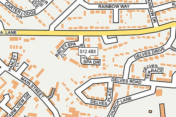 S12 4BX map - OS OpenMap – Local (Ordnance Survey)