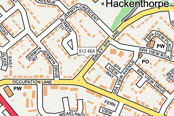 S12 4EA map - OS OpenMap – Local (Ordnance Survey)