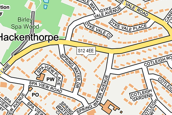 S12 4EE map - OS OpenMap – Local (Ordnance Survey)