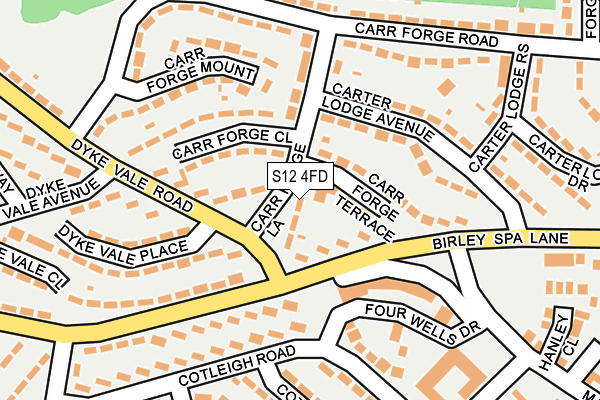 S12 4FD map - OS OpenMap – Local (Ordnance Survey)