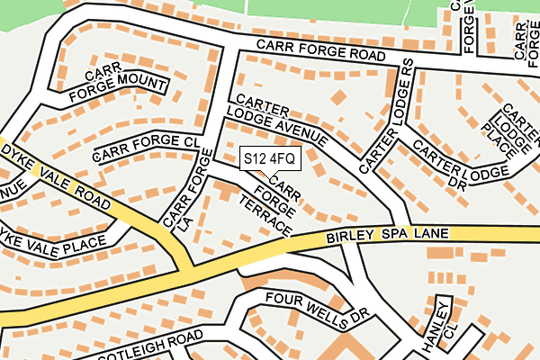 S12 4FQ map - OS OpenMap – Local (Ordnance Survey)