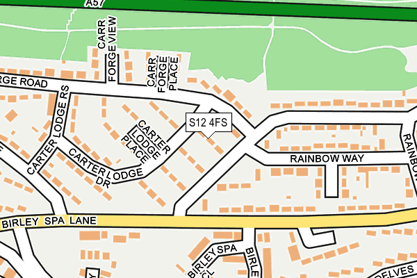S12 4FS map - OS OpenMap – Local (Ordnance Survey)