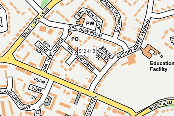 S12 4HB map - OS OpenMap – Local (Ordnance Survey)
