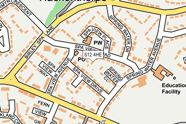 S12 4HE map - OS OpenMap – Local (Ordnance Survey)