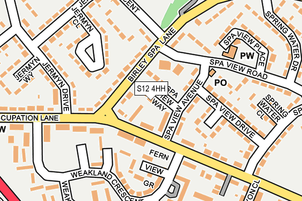 S12 4HH map - OS OpenMap – Local (Ordnance Survey)