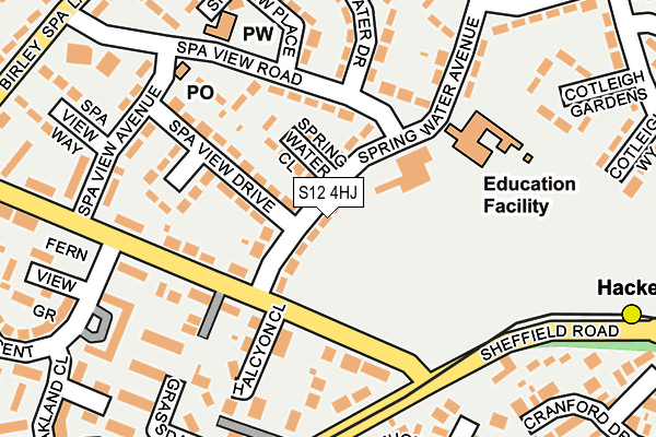 S12 4HJ map - OS OpenMap – Local (Ordnance Survey)