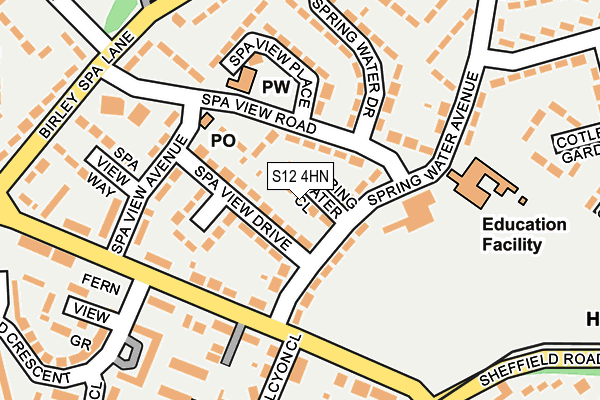 S12 4HN map - OS OpenMap – Local (Ordnance Survey)
