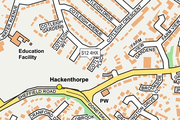 S12 4HX map - OS OpenMap – Local (Ordnance Survey)