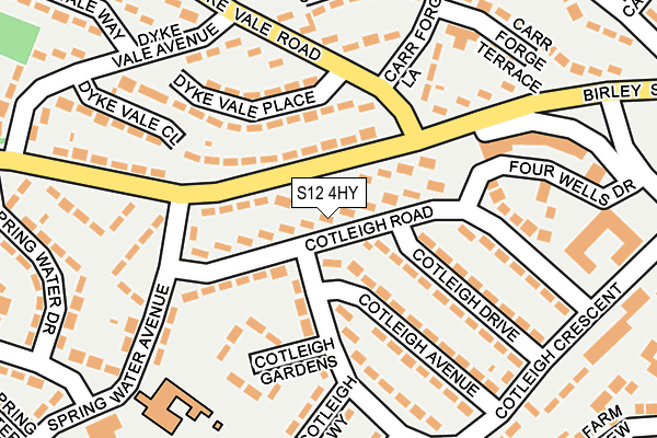 S12 4HY map - OS OpenMap – Local (Ordnance Survey)