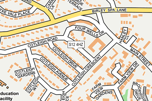 S12 4HZ map - OS OpenMap – Local (Ordnance Survey)