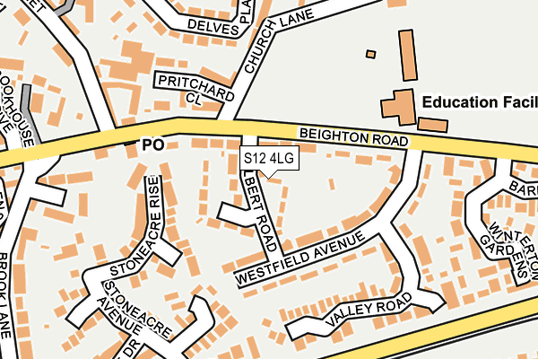 S12 4LG map - OS OpenMap – Local (Ordnance Survey)