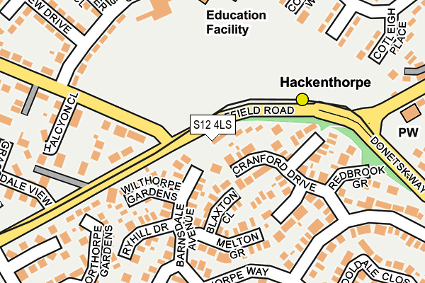 S12 4LS map - OS OpenMap – Local (Ordnance Survey)