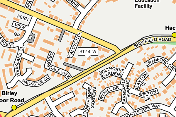 S12 4LW map - OS OpenMap – Local (Ordnance Survey)