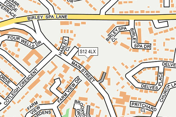 S12 4LX map - OS OpenMap – Local (Ordnance Survey)