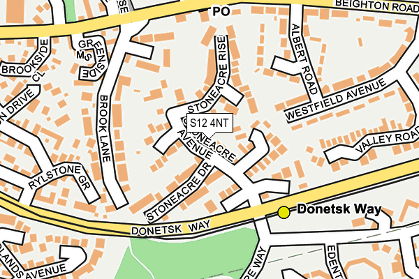 S12 4NT map - OS OpenMap – Local (Ordnance Survey)
