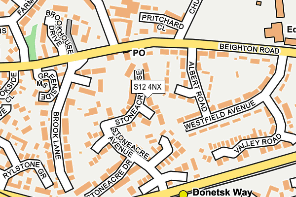 S12 4NX map - OS OpenMap – Local (Ordnance Survey)