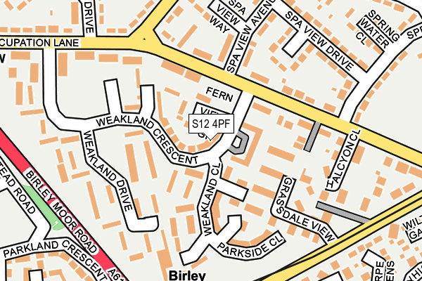 S12 4PF map - OS OpenMap – Local (Ordnance Survey)