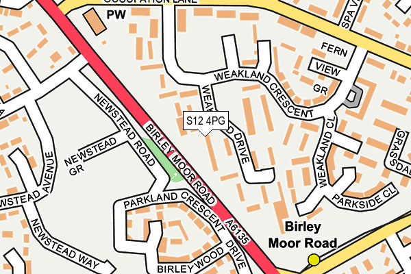 S12 4PG map - OS OpenMap – Local (Ordnance Survey)