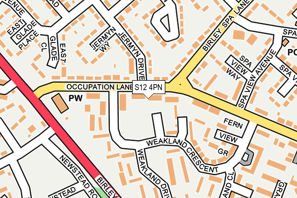 S12 4PN map - OS OpenMap – Local (Ordnance Survey)