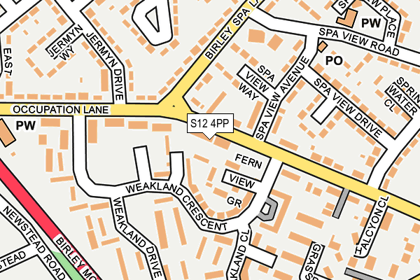 S12 4PP map - OS OpenMap – Local (Ordnance Survey)