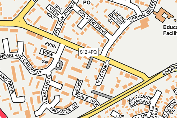 S12 4PQ map - OS OpenMap – Local (Ordnance Survey)